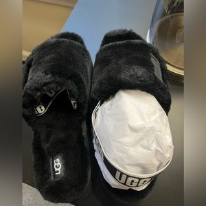 Black Uggs disco slides
